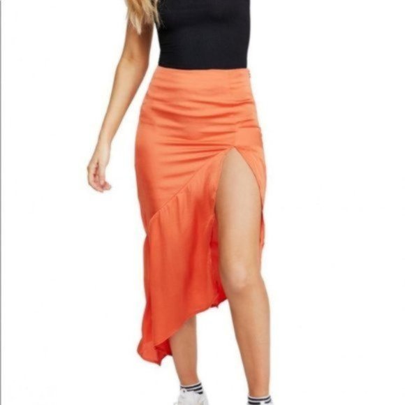 Free People Orange Asymmetrical Skirt - Picture 4 of 4